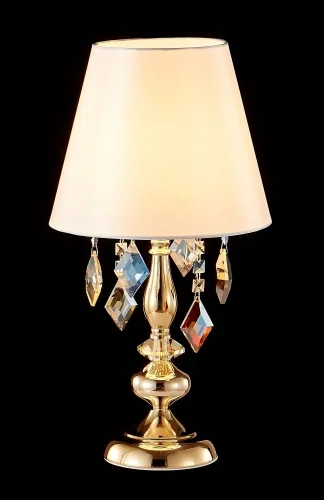 Настольная лампа MERCEDES LG1 GOLD/COLOR Crystal Lux белая 1 лампа, основание золотое металл в стиле флористика классический  фото 3